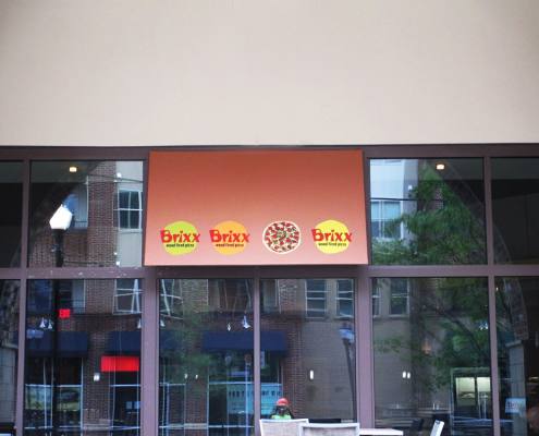 building sign at Brixx Pizza