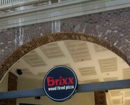 exterior building sign at brixx pizza