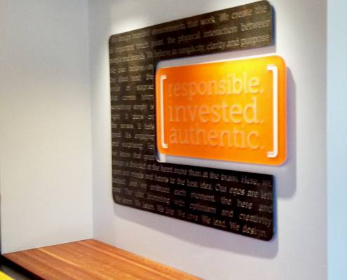 interior office signage at starr design