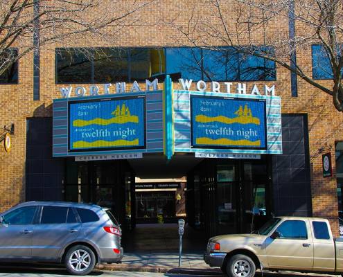 electronic message sign at Diana Wortham Theatre